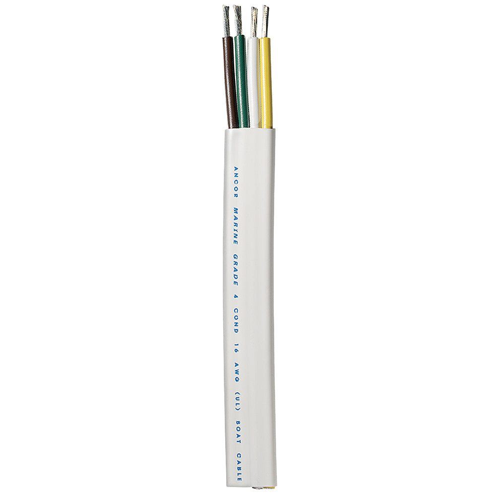 Ancor Trailer Cable - 16/4 AWG - Yellow/White/Green/Brown - Flat - 100' [154010] | Catamaran Supply