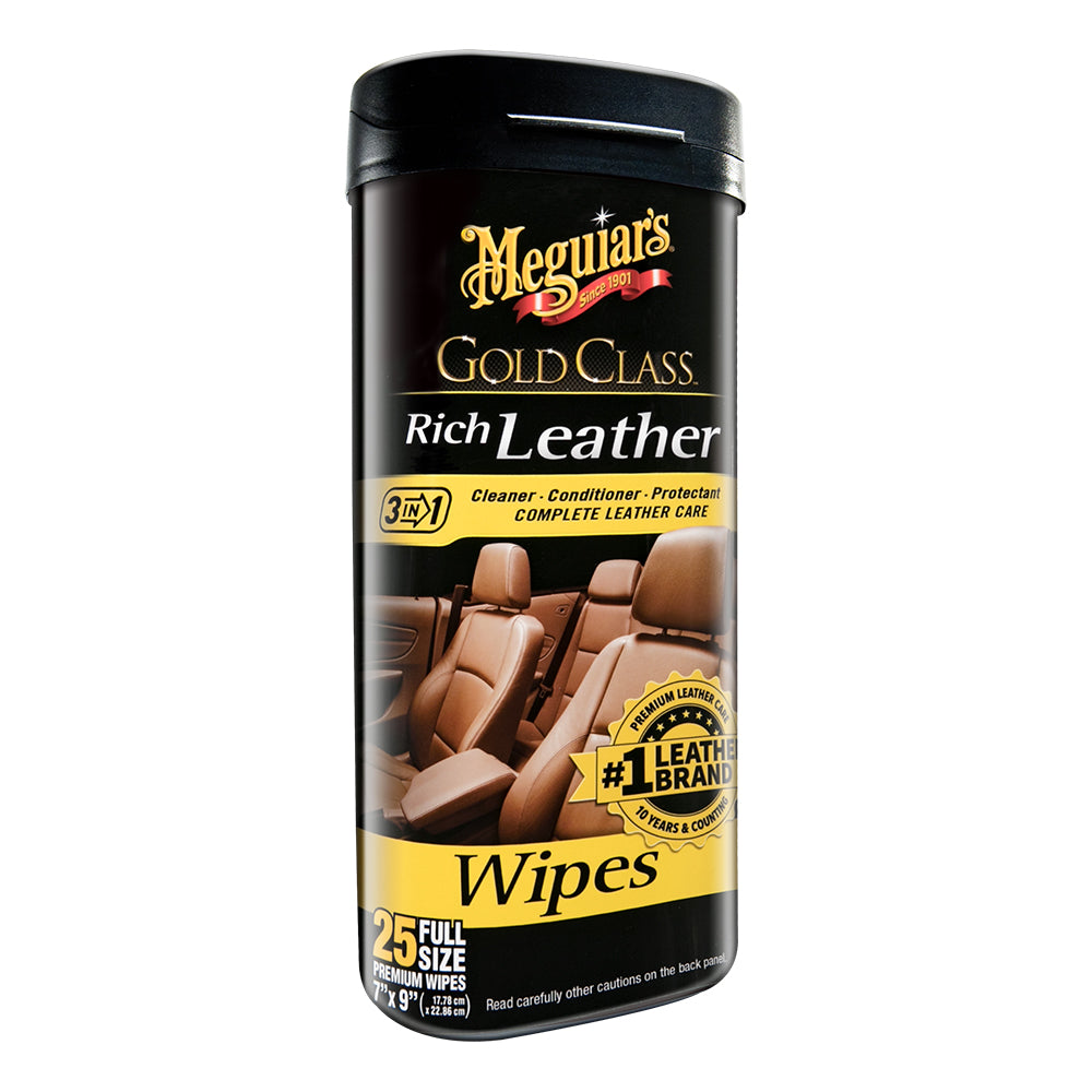Meguiars Gold Class Rich Leather Cleaner  Conditioner Wipes [G10900] | Catamaran Supply