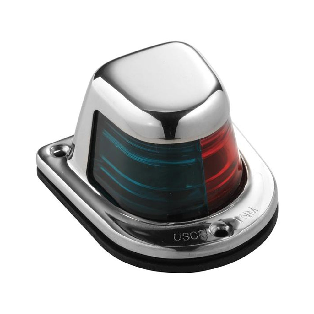 Attwood 1-Mile Deck Mount, Bi-Color Red/Green Combo Sidelight - 12V - Stainless Steel Housing [66318-7] | Catamaran Supply