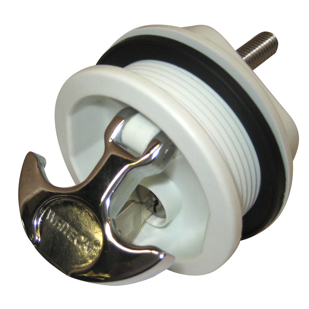 Whitecap T-Handle Latch - Chrome Plated Zamac/White Nylon - Locking - Freshwater Use Only [S-226WC] | Catamaran Supply
