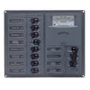BEP AC Circuit Breaker Panel w/Analog Meters, 8SP 2DP AC120V Stainless Steel Vertical [900-AC2H-AM-110] | Catamaran Supply