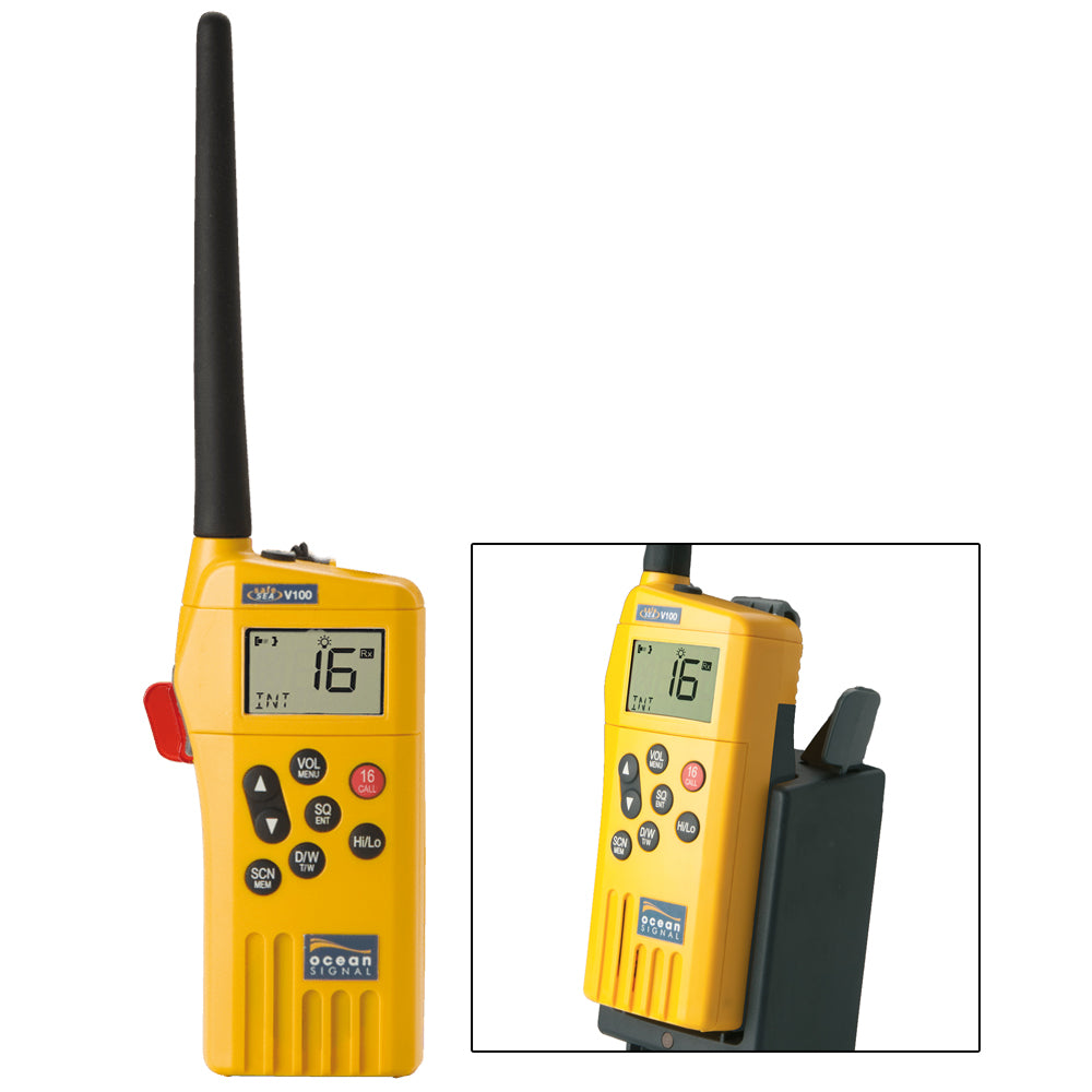 Ocean Signal SafeSea V100 GMDSS VHF Radio - 21 Channels w/Battery Kit [720S-00614] | Catamaran Supply