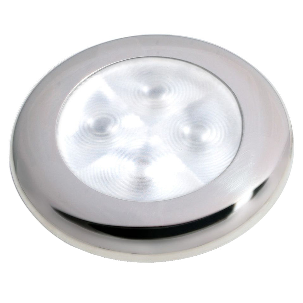 Hella Marine Slim Line LED 'Enhanced Brightness' Round Courtesy Lamp - White LED - Stainless Steel Bezel - 12V [980500521] | Catamaran Supply