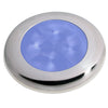 Hella Marine Slim Line LED 'Enhanced Brightness' Round Courtesy Lamp - Blue LED - Stainless Steel Bezel - 12V [980502221] | Catamaran Supply