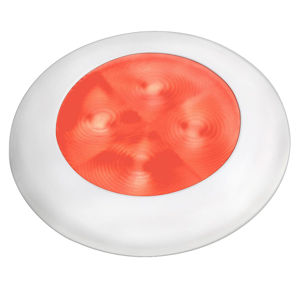 Hella Marine Slim Line LED 'Enhanced Brightness' Round Courtesy Lamp - Red LED - White Plastic Bezel - 12V [980507241] | Catamaran Supply