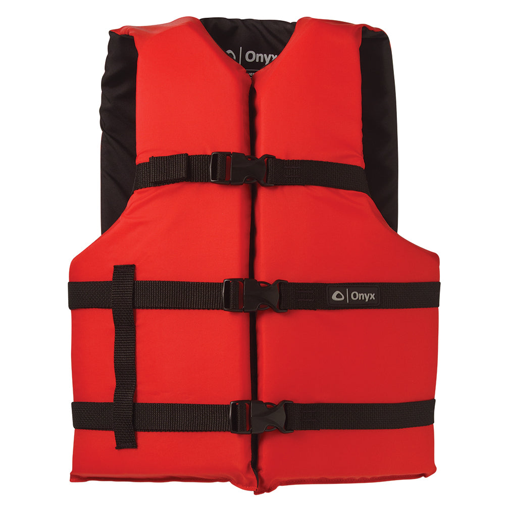 Onyx Nylon General Purpose Life Jacket - Adult Universal - Red [103000-100-004-12] | Catamaran Supply