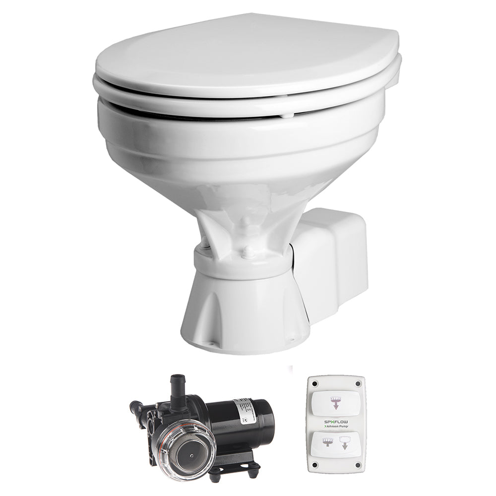 Johnson Pump Aqua T Toilet - Electric - Comfort - 12V w/Solenoid [80-47232-03] | Catamaran Supply