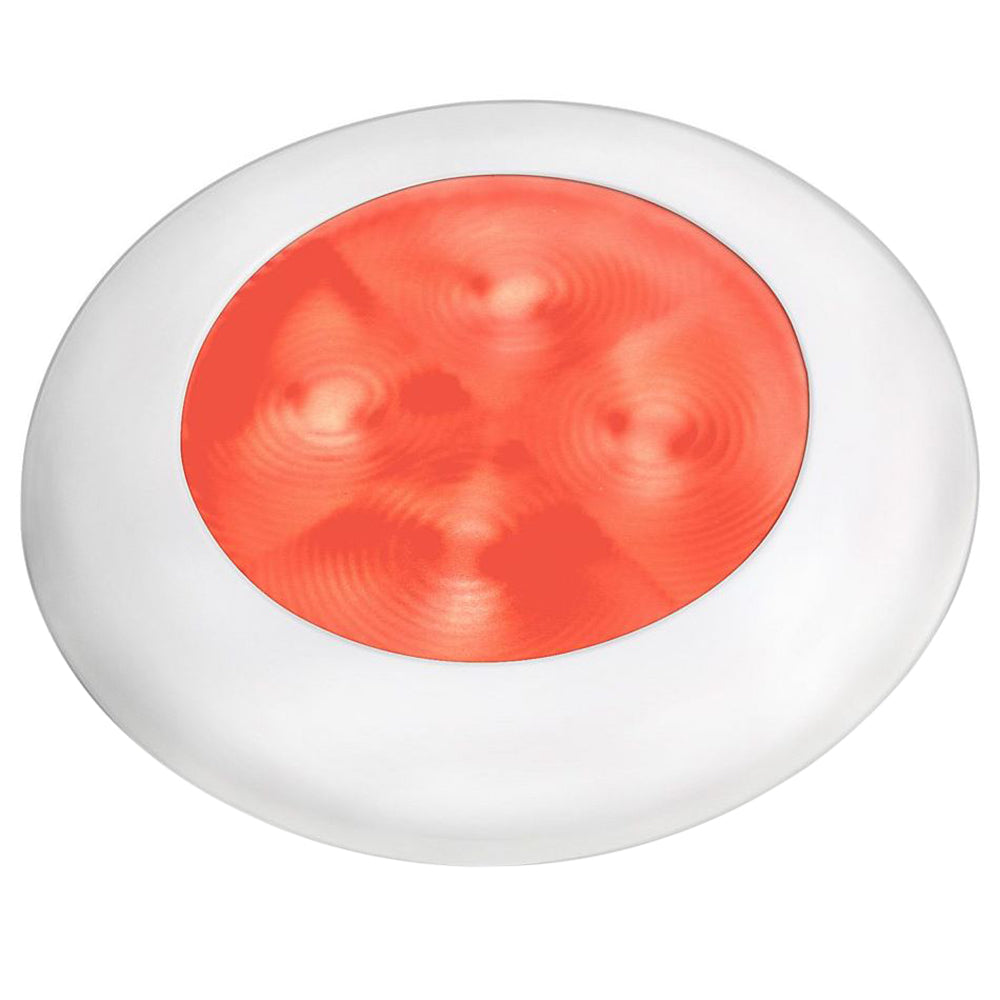 Hella Marine Red LED Round Courtesy Lamp - White Bezel - 24V [980508241] | Catamaran Supply