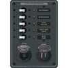 Blue Sea 8120 - 5 Position 12V Panel w/Dual USB  12V Socket [8120]