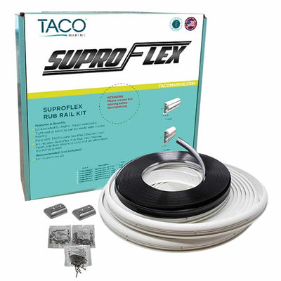 TACO SuproFlex Rub Rail Kit - White with Flex Chrome Insert - 2"H x 1.2"W x 60L [V11-9990WCM60-2] | Catamaran Supply